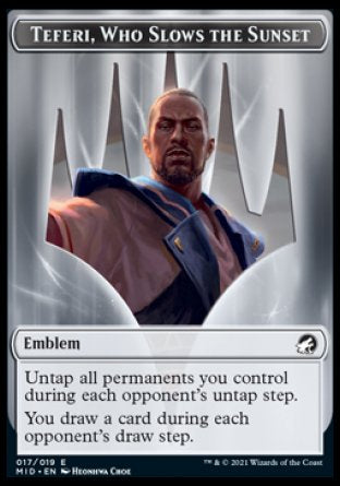 Image of Zombie (005) // Teferi, Who Slows the Sunset Emblem Double-Sided Token [Innistrad: Midnight Hunt Tokens]
