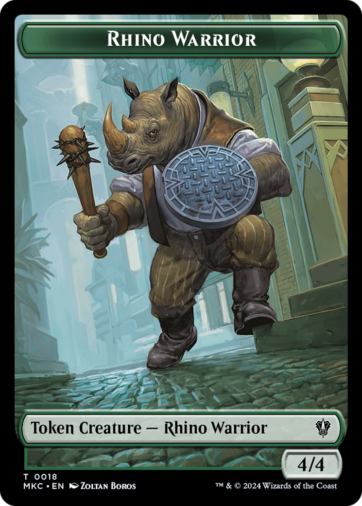 Image of Thopter // Rhino Warrior Double-Sided Token [Murders at Karlov Manor Commander Tokens]