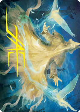 Image of Heron-Blessed Geist Art Card (Gold-Stamped Signature) [Innistrad: Crimson Vow Art Series]