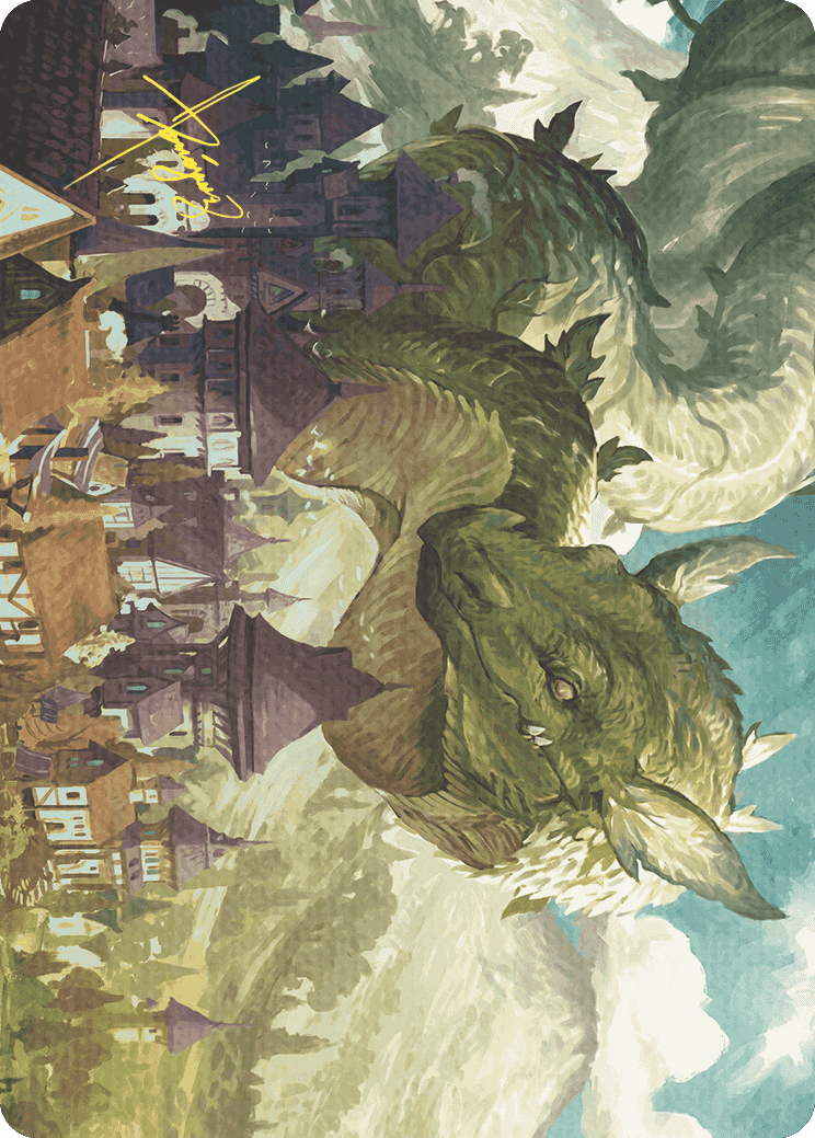 Image of Beanstalk Wurm Art Card (Gold-Stamped Signature) [Wilds of Eldraine Art Series]