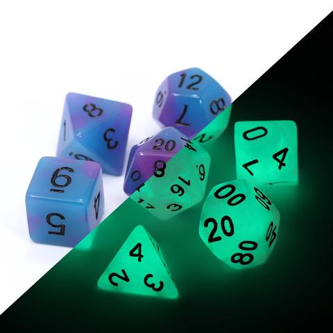 Image of Die Hard Dice - Glow-in-the-Dark - Eldritch Blast - Blue/Purple - 7 Piece RPG Set