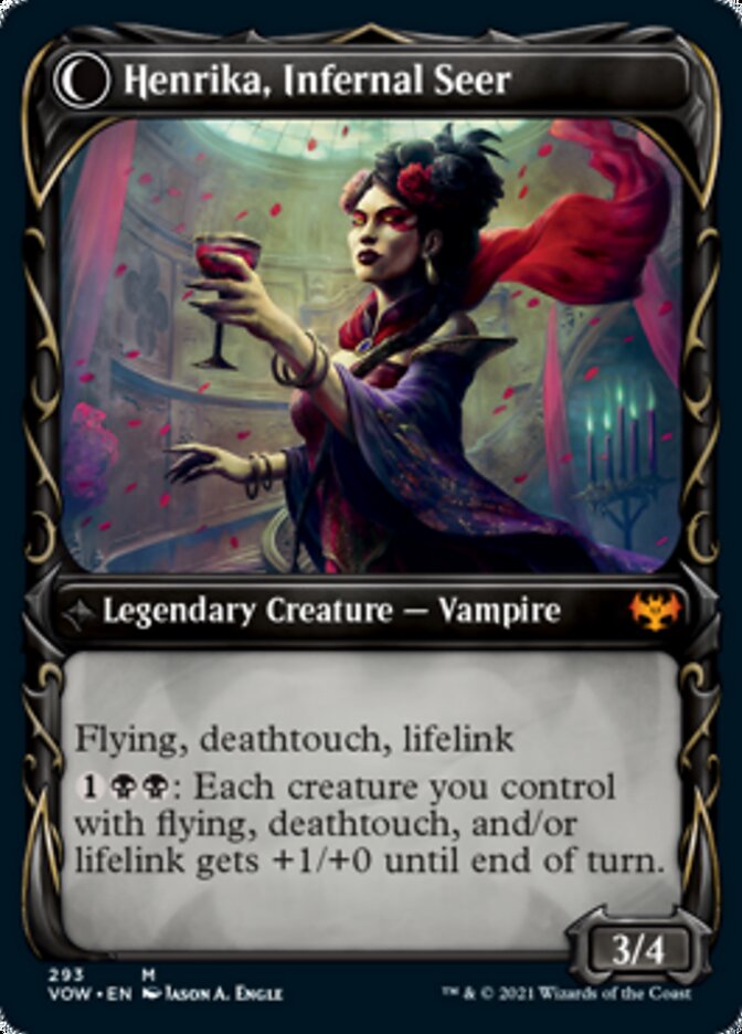 Image of Henrika Domnathi // Henrika, Infernal Seer (Showcase Fang Frame) [Innistrad: Crimson Vow]