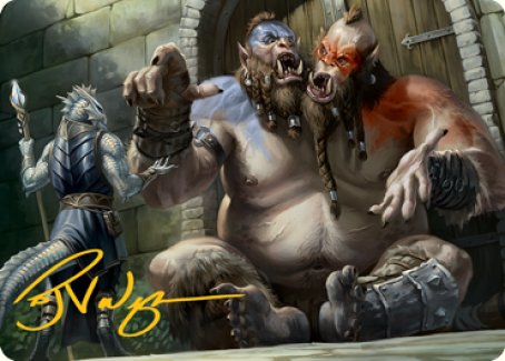 Image of Ettin Art Card (Gold-Stamped Signature) [Dungeons & Dragons: Adventures in the Forgotten Realms Art Series]