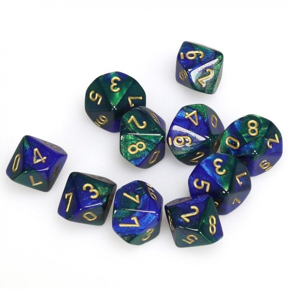 Image of Chessex Gemini - Blue-Green/Gold - 7 Dice Set