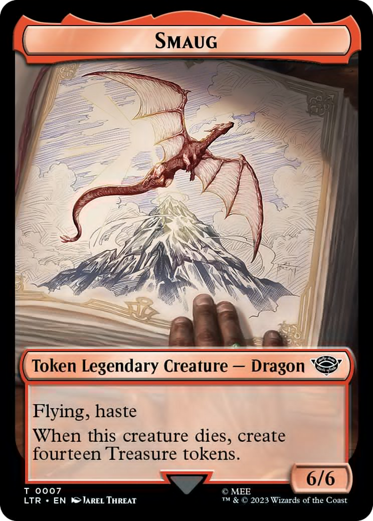 Image of Smaug // Food (0023) Double-Sided Token (Surge Foil) [The Lord of the Rings: Tales of Middle-Earth Tokens]
