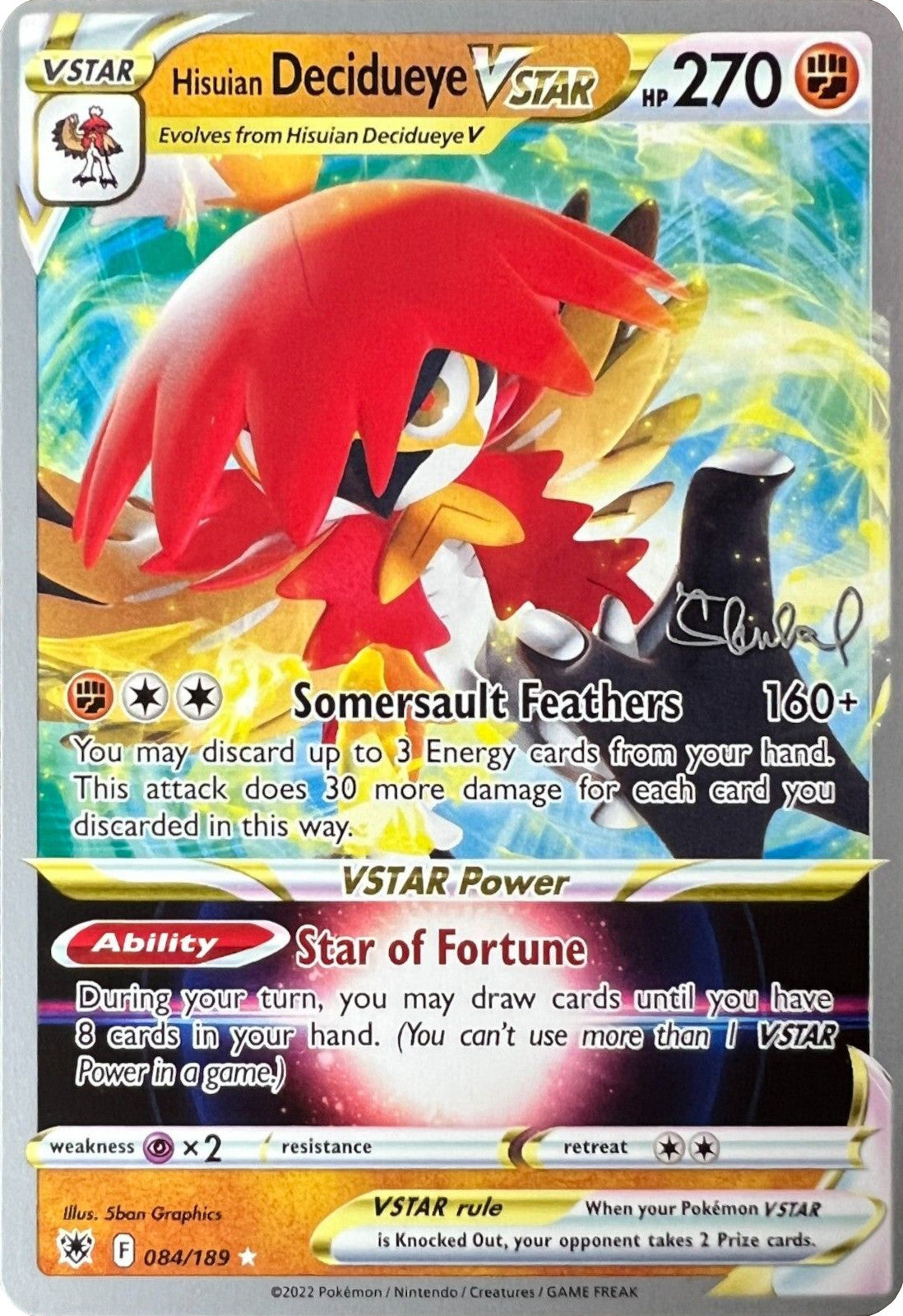 Image of Hisuian Decidueye VSTAR (084/189) (ADP - Ondrej Skubal) [World Championships 2022]