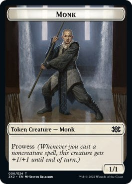 Image of Wrenn and Six Emblem // Monk Double-Sided Token [Double Masters 2022 Tokens]