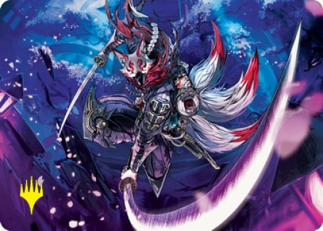 Image of Blade-Blizzard Kitsune Art Card (Gold-Stamped Signature) [Kamigawa: Neon Dynasty Art Series]