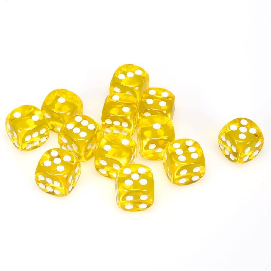 Chessex Translucent - Yellow With White Dice Block - 12 D6