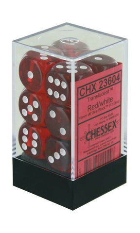 Chessex Translucent - Red/White - 12D6 Dice