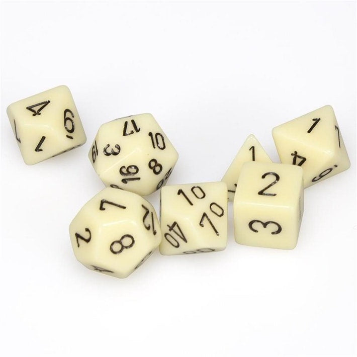 Image of Chessex Opaque - Ivory/Black - 7 Dice