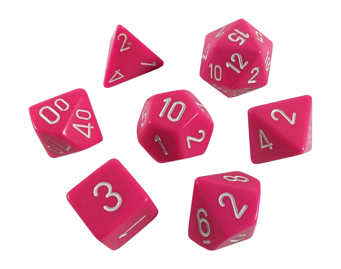 Image of Chessex Opaque - Pink/White - 7 Dice
