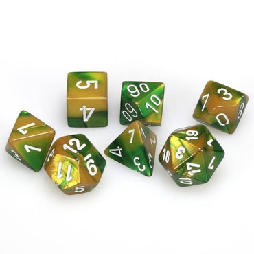 Chessex Gemini - Gold-Green/White - 7 Dice