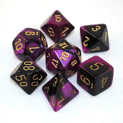 Chessex Gemini - Black-Purple/Gold - 7 Dice