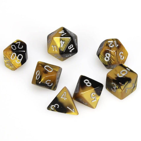 Chessex Gemini - Black-Gold/Silver - 7 Dice