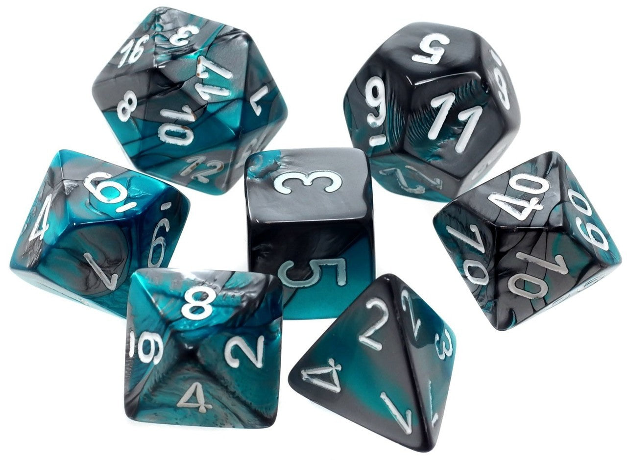 Image of Chessex Gemini - Steel-Teal/White - 7 Dice