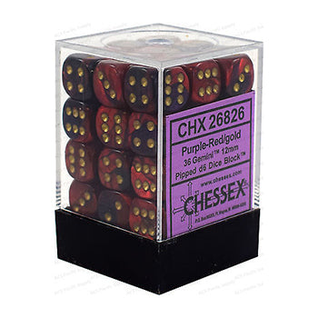 Chessex - Gemini - Purple-red/gold - 36 D6 Dice Block