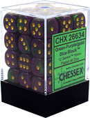 Chessex - Gemini - Green-Purple/gold - 36 D6 Dice Block
