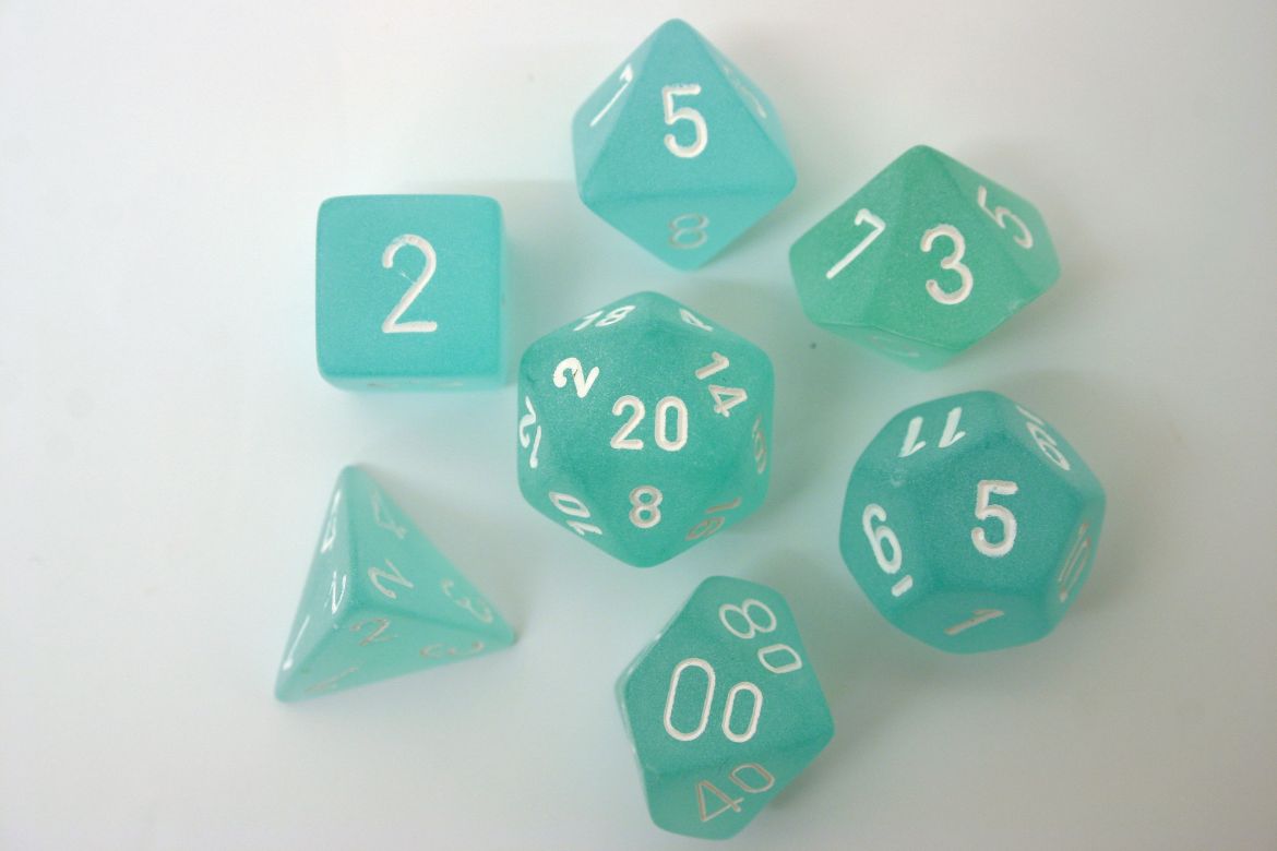 Image of Chessex Frosted - Teal/White - 7 Dice