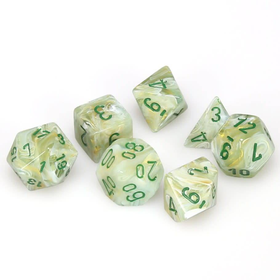 Image of Chessex Marble - Green/Dark Green - 7 Dice