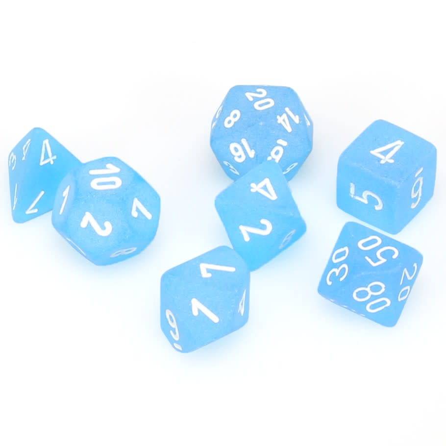 Chessex Frosted - Caribbean Blue/White - 7 Dice