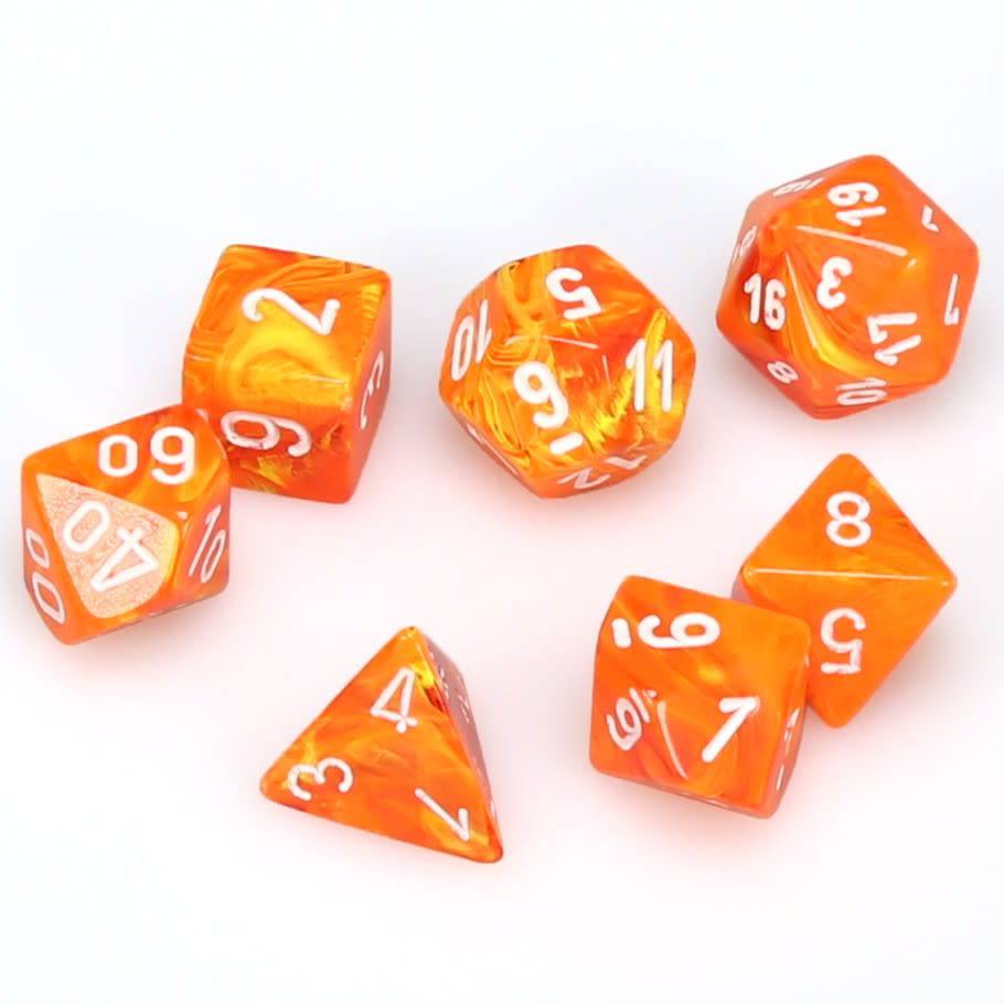 Image of Chessex Vortex - Solar/White - 7 Dice