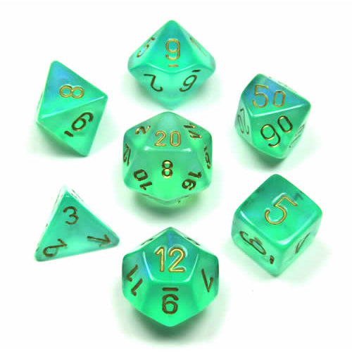 Image of Chessex Borealis - Light Green/Gold - 7 Dice
