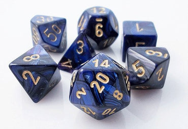 Chessex Scarab - Royal Blue/Gold - 7 Dice