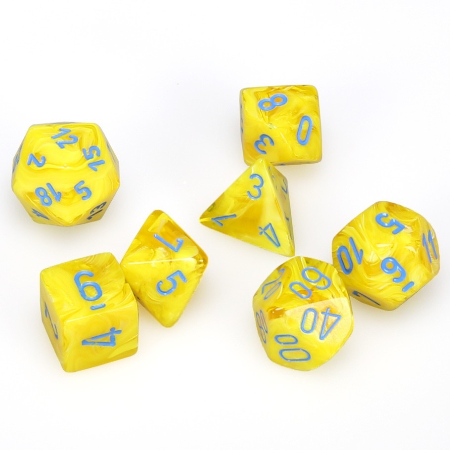 Image of Chessex Vortex - Yellow/Blue - 7 Dice