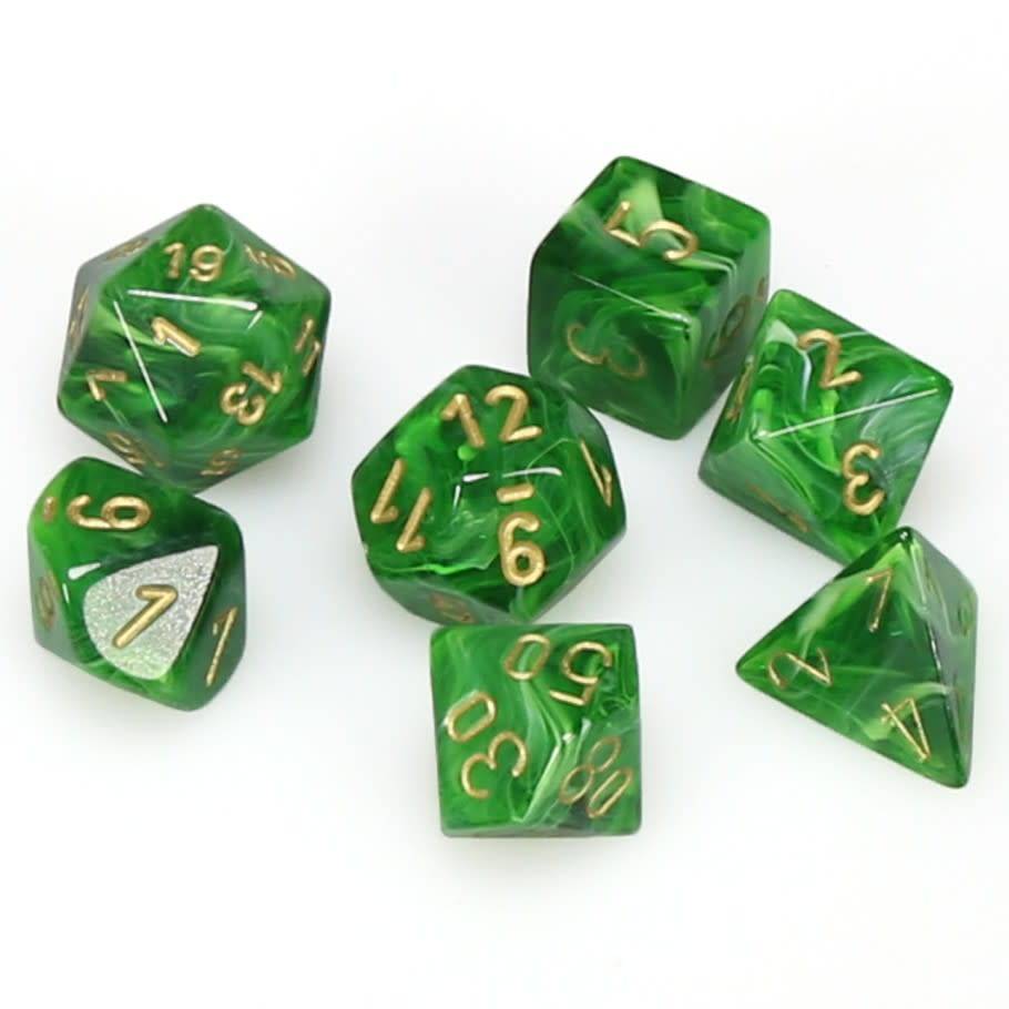 Image of Chessex Vortex - Green/Gold - 7 Dice