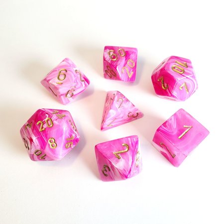 Chessex Vortex - Pink/Gold - 7 Dice