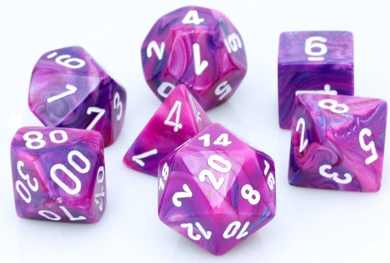 Image of Chessex Festive - Violet/White - 7 Dice