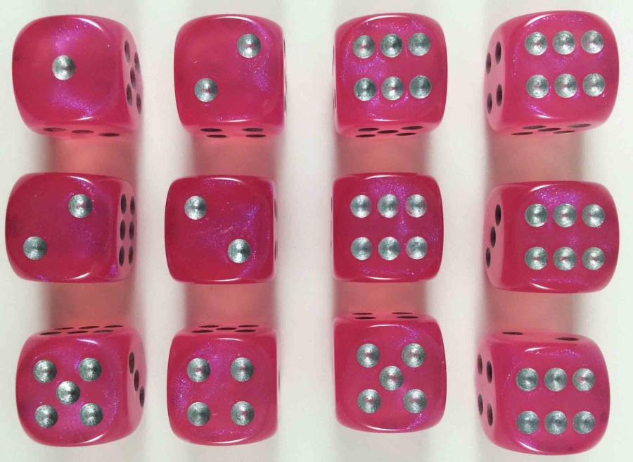 Image of Chessex Borealis - Pink/Silver - 12 D6