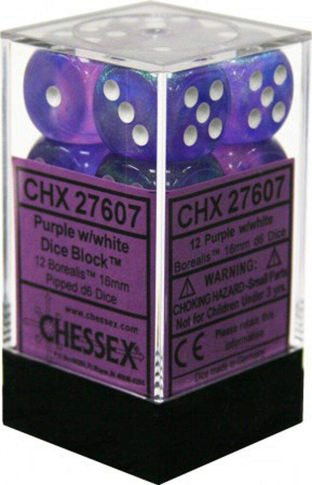 Chessex Borealis - Purple/White - 12 D6
