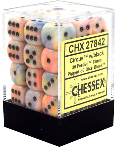Chessex - Festive - Circus/black - 36 D6 Dice Block