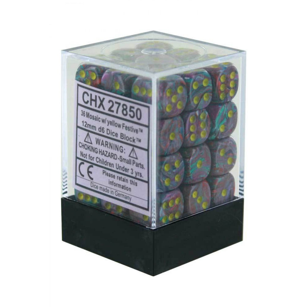Chessex - Festive - Mosaic/yellow - 36 D6 Dice Block