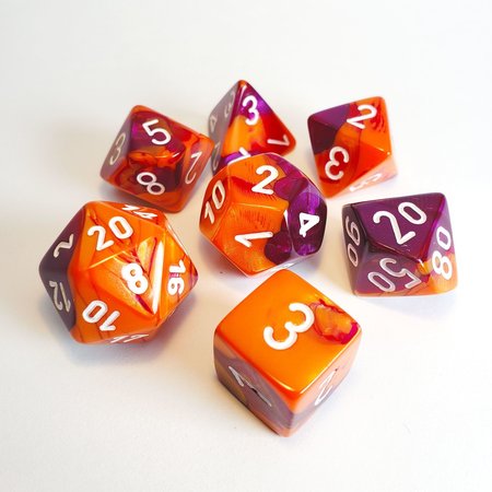 Chessex Gemini - Orange-Purple/White - 7 Dice