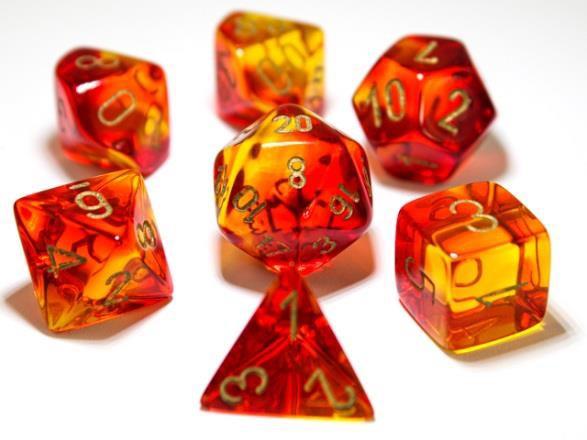 Image of Chessex Gemini - Translucent Red-Yellow/Gold - 7 Dice