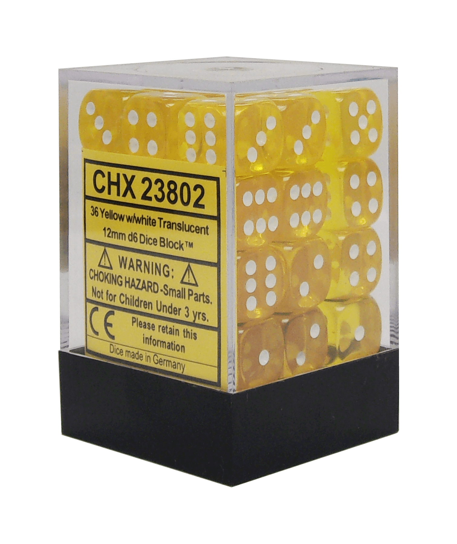 Image of Chessex Translucent - Yellow/White - 36 D6 Dice Block