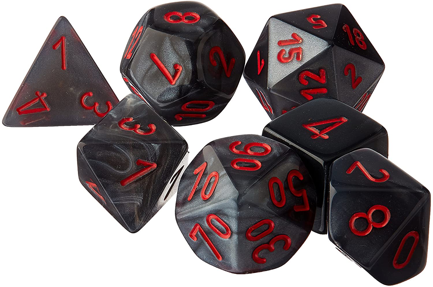 Image of Chessex Velvet - Black/Red - 7 Dice [CHX 27478]