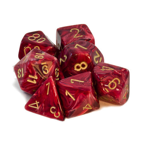 Image of Chessex Vortex - Burgundy/Gold - 7 Dice