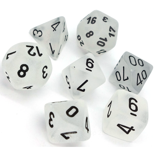 Image of Chessex Frosted - Clear/Black - 7 Dice Set