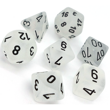 Chessex Frosted - Clear/Black - 7 Dice Set