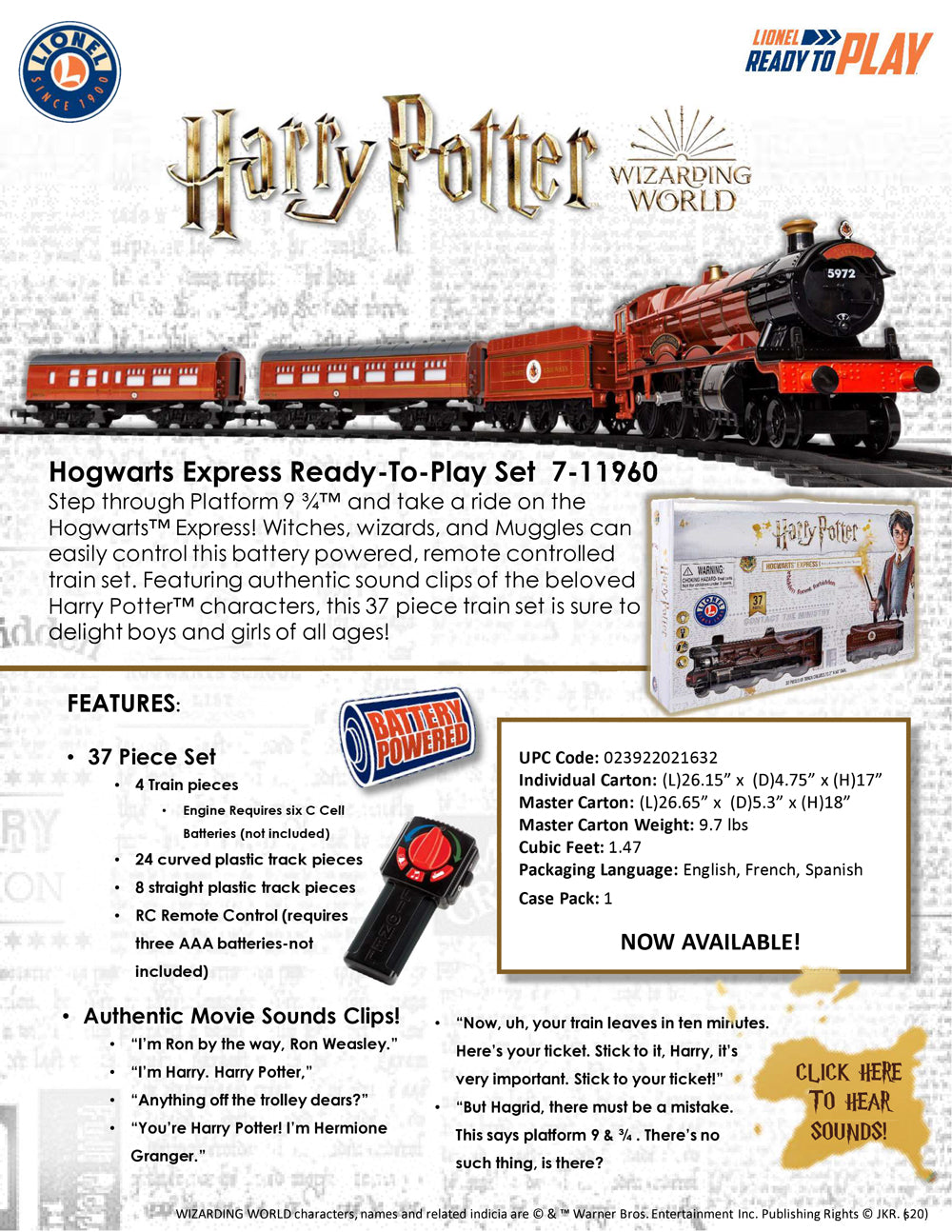 Image of Harry Potter Hogwarts Express Ready-To-Play Train Set