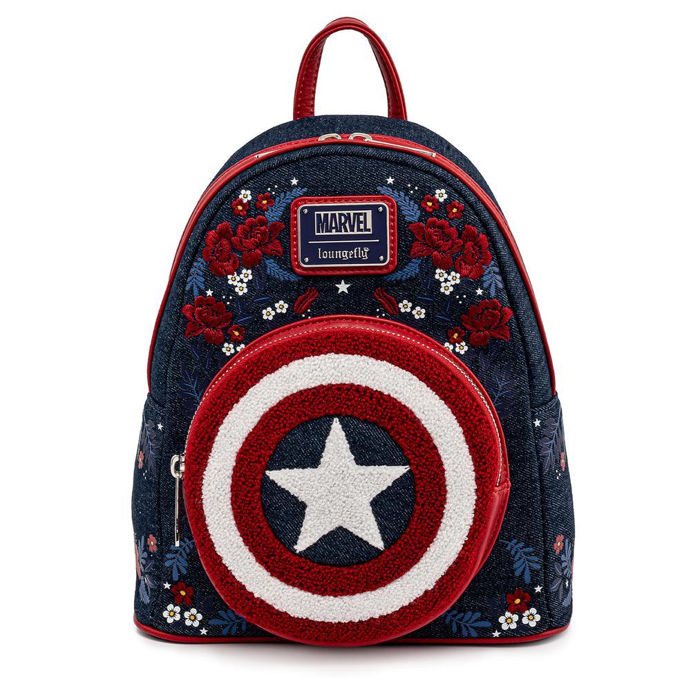 Image of Captain America Denim Backpack - Loungefly