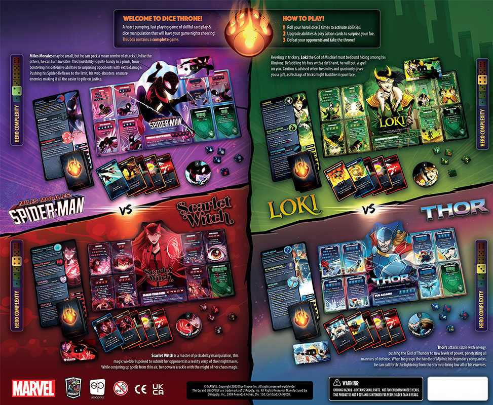 Image of Marvel Dice Throne 4-Hero Box (Scarlet Witch, Thor, Loki, Miles Morales)