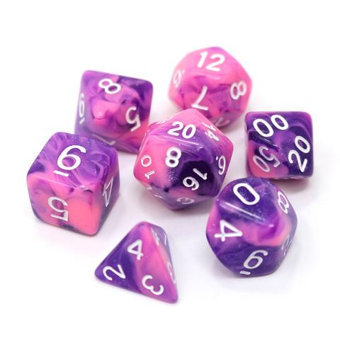 Image of Die Hard Dice - Purple Whirlwind - Pink/Purple - 7 Piece RPG Set