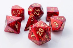 Chessex Scarab - Scarlet/Gold - 7 Dice Set