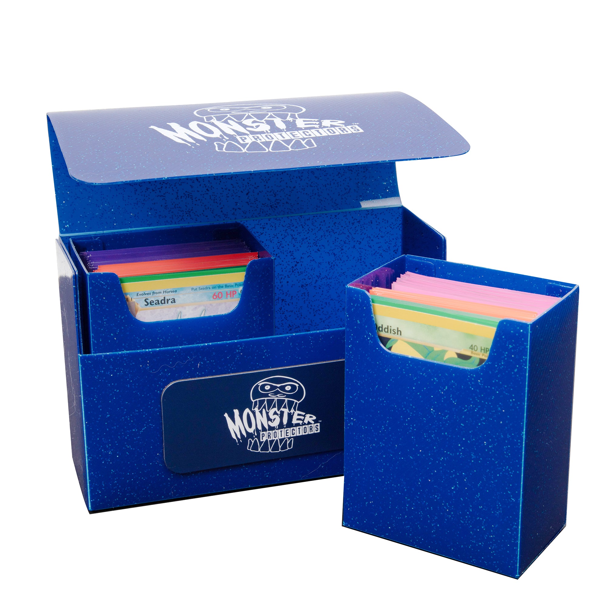 Image of Blue Glitter Double Matte Monster Deck Box