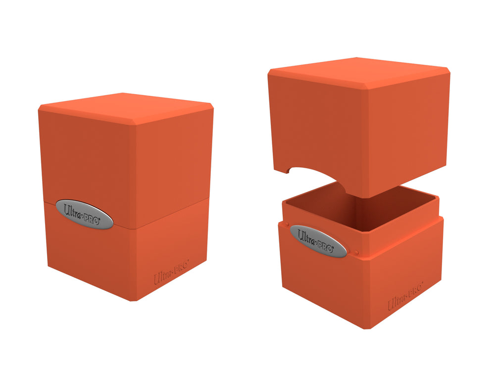 Pumpkin Orange Satin Cube Deck Box 100+
